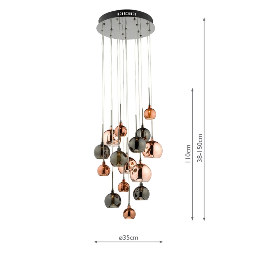 Där Lighting AUR1564 - Luster na lane AURELIA 15xG4/10W/230V čierna/medená