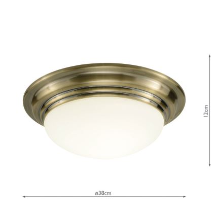 Där Lighting BAR5075 - Kúpeľňové stropné svietidlo BARCLAY 1xE27/60W/230V priemer 38 cm mosadz