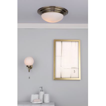 Där Lighting BAR5275 - Kúpeľňové stropné svietidlo BARCLAY 1xE27/60W/230V priemer 31 cm mosadz