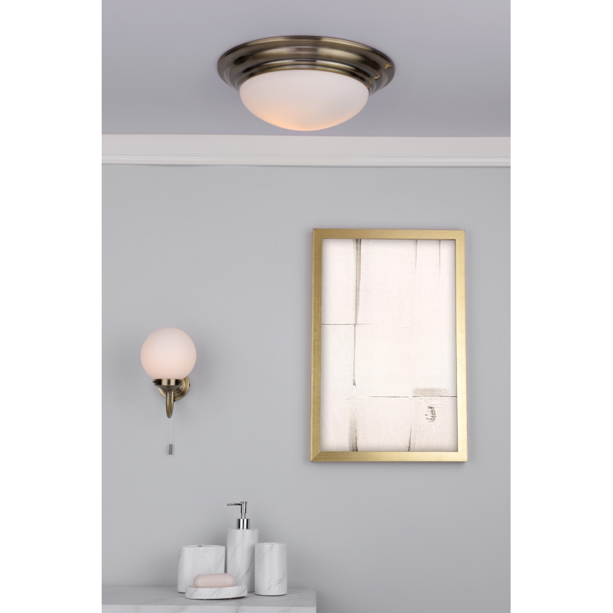 Där Lighting BAR5275 - Kúpeľňové stropné svietidlo BARCLAY 1xE27/60W/230V priemer 31 cm mosadz
