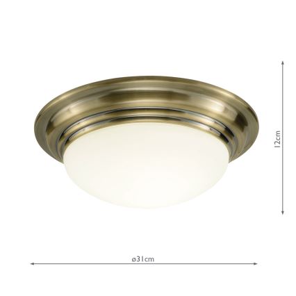Där Lighting BAR5275 - Kúpeľňové stropné svietidlo BARCLAY 1xE27/60W/230V priemer 31 cm mosadz
