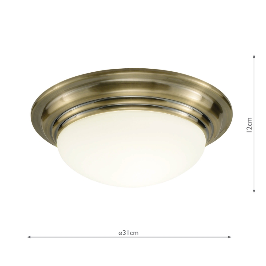 Där Lighting BAR5275 - Kúpeľňové stropné svietidlo BARCLAY 1xE27/60W/230V priemer 31 cm mosadz