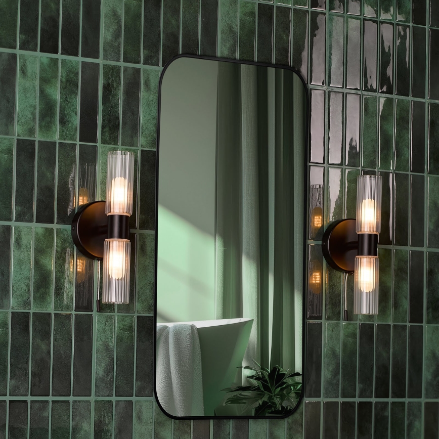 Där Lighting BOL0922 - Kúpeľňové nástenné svietidlo BOLTON 2xG9/5W/230V IP44 čierne