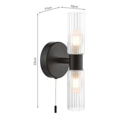 Där Lighting BOL0922 - Kúpeľňové nástenné svietidlo BOLTON 2xG9/5W/230V IP44 čierne