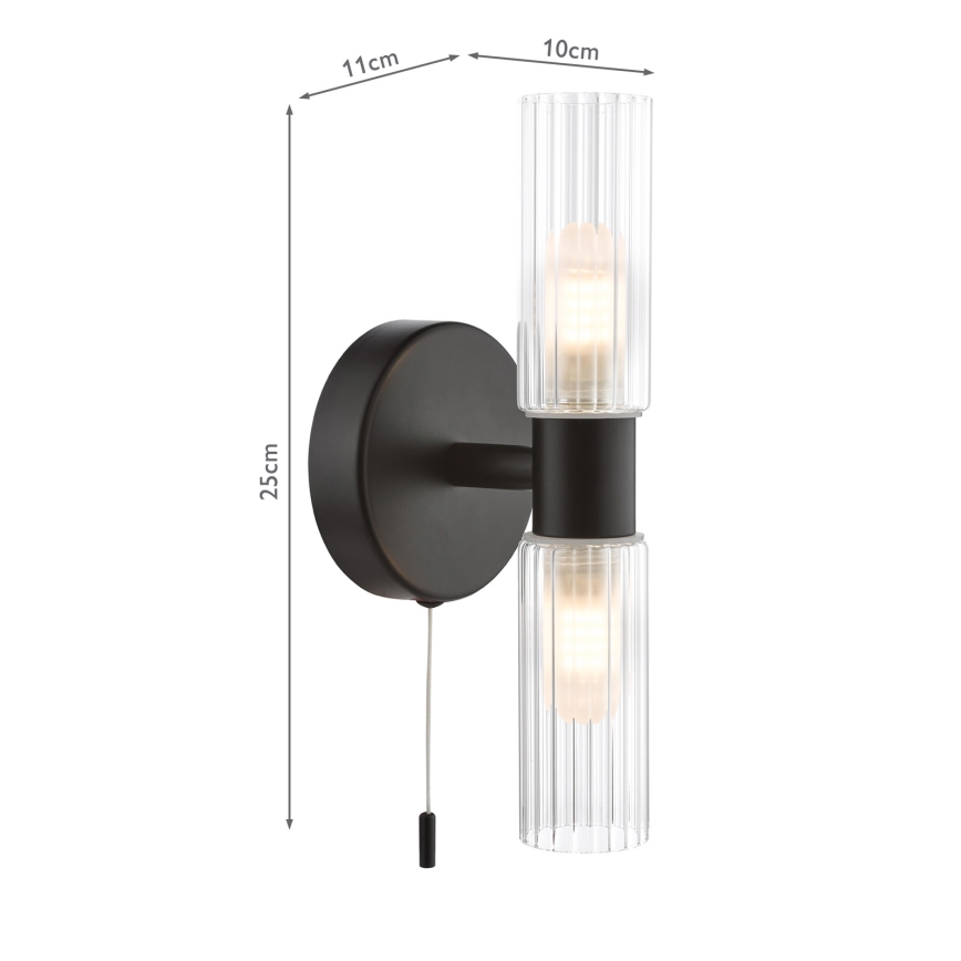 Där Lighting BOL0922 - Kúpeľňové nástenné svietidlo BOLTON 2xG9/5W/230V IP44 čierne