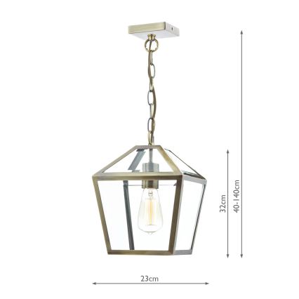 Där Lighting CHU0175 - Luster na reťazi CHURCHILL 1xE27/60W/230V mosadz