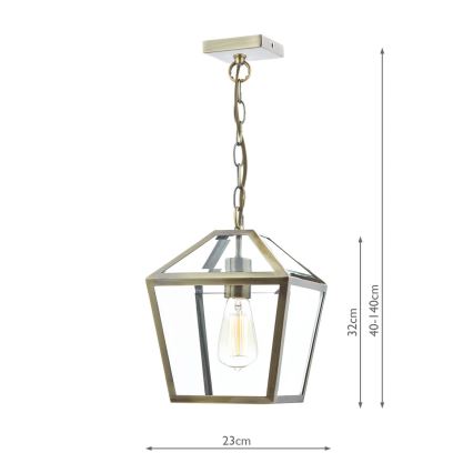 Där Lighting CHU0175 - Luster na reťazi CHURCHILL 1xE27/60W/230V mosadz