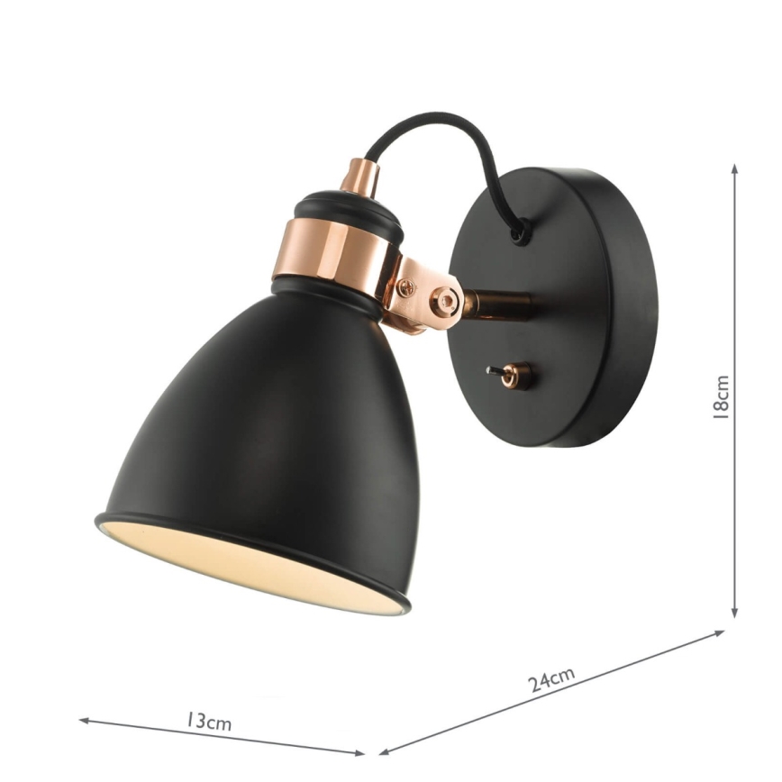 Där Lighting FRE0722 - Nástenné bodové svietidlo FREDERICK 1xE14/40W/230V čierne