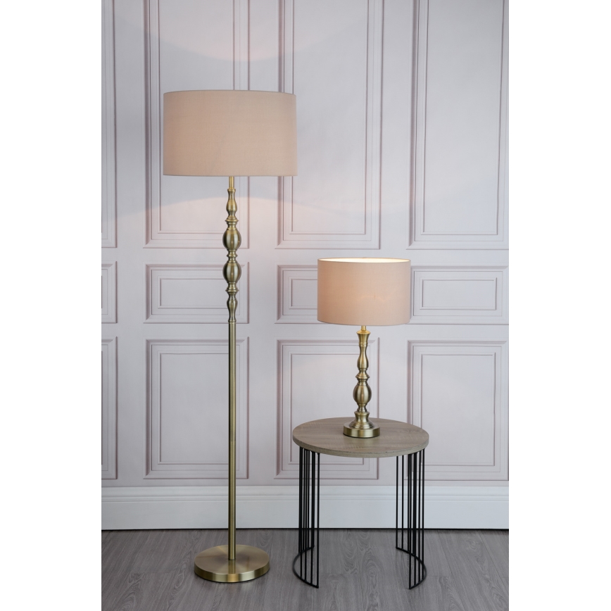 Där Lighting MAD4275 - Stolná lampa MADRID 1xE27/60W/230V hnedá/mosadz