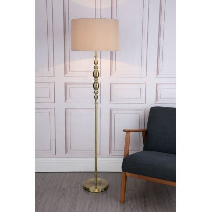 Där Lighting MAD4975 - Stojacia lampa MADRID 1xE27/60W/230V hnedá/mosadz