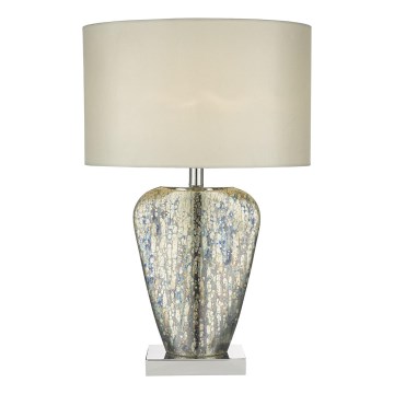 Där Lighting SYR4235 - Stolná lampa SYRACUSE 1xE27/60W/230V lesklý chróm/krémová