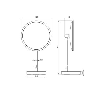 Deante ADI_Z812 - LED Kúpeľňové nabíjacie kozmetické zrkadlo SILIA LED/5V 5000 mAh 2700-6500K IP44
