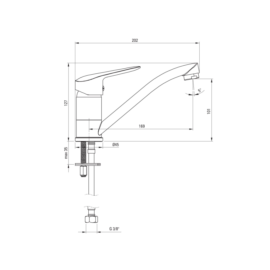 Deante BMO_N26M - Umivalniška armatura BORO 12,7 cm črna