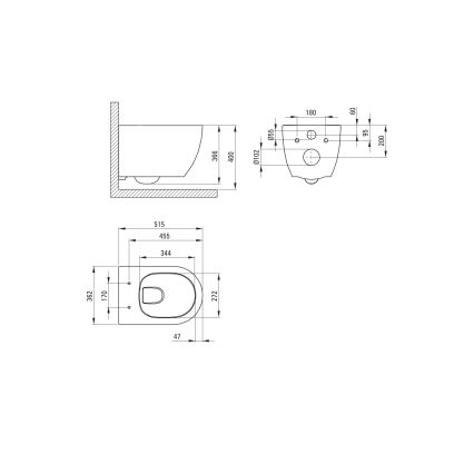 Deante CGRD6ZPW - Závesné WC s sedátkom SoftClose ROUND keramika/biela
