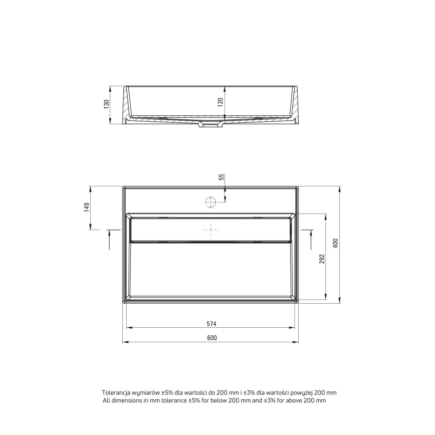 Deante CQR_AU6M - Umývadlo na dosku CORREO 40x60 cm granit/alabaster