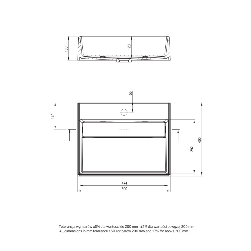 Deante CQR_NU5M - Umývadlo na dosku CORREO 40x50 cm granit/čierna