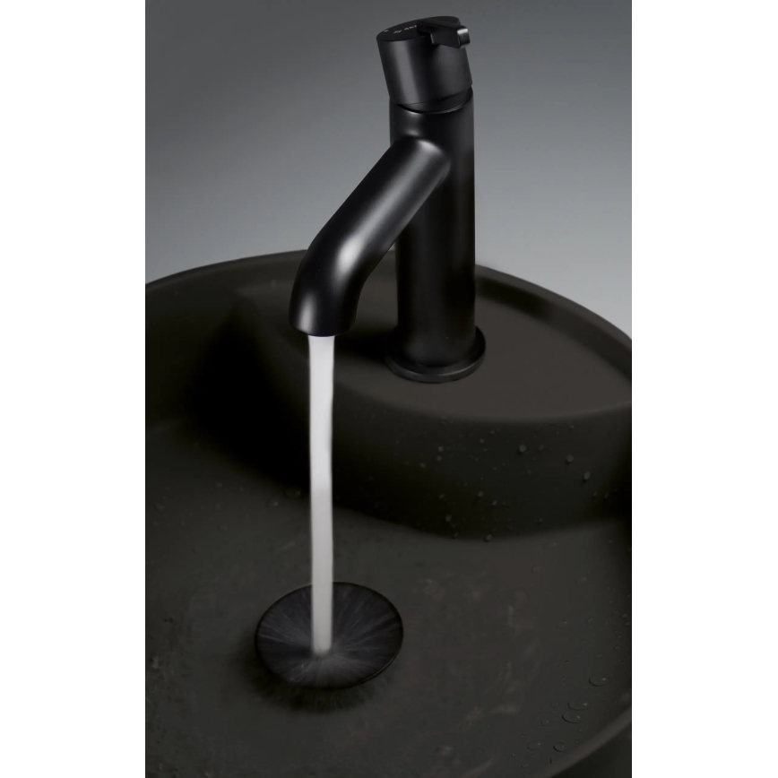 Deante CQS_NU4B - Umývadlo na dosku s otvorom pre batériu SILIA, priemer 36 cm, granit/čierna