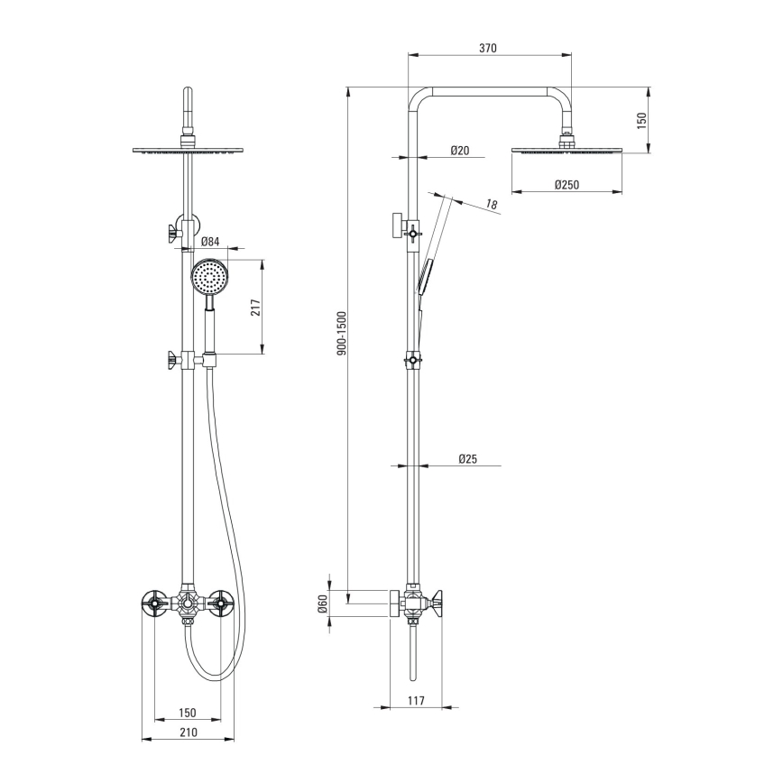 Deante NAC_N4QT - Sprchová súprava s batériou TEMISTO čierna