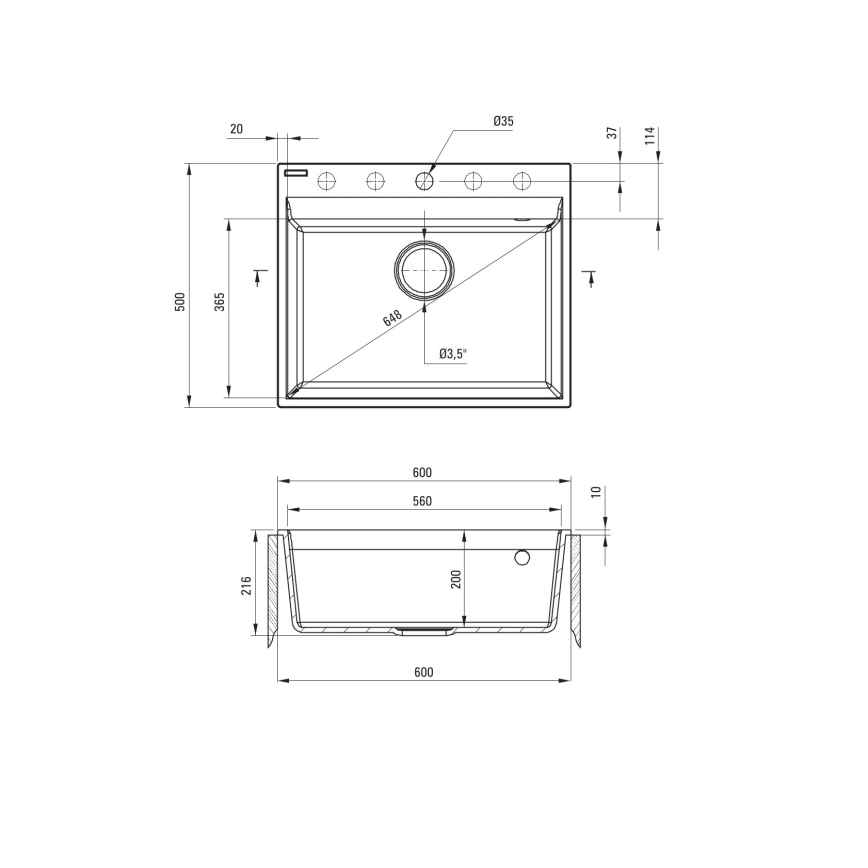 Deante ZRC_S10A - Kuchynský drez CORIO 50x60 cm granit/metalická sivá