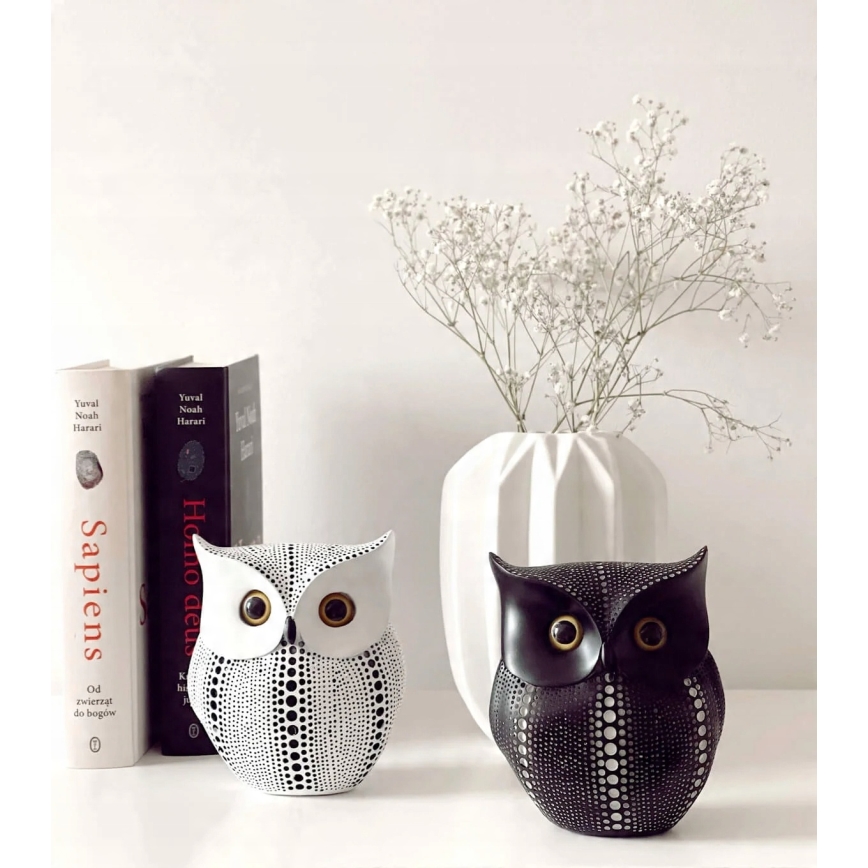 Dekorácia na stôl 15 cm biela/čierna