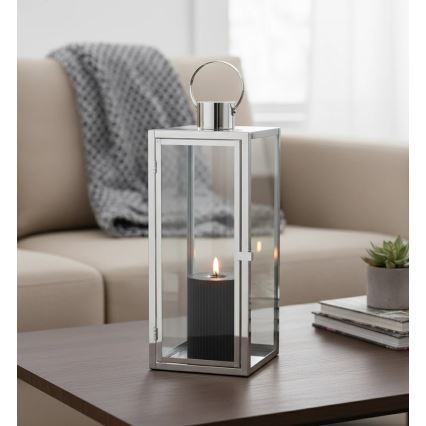 Dekoračná lucerna TOWER 29 cm lesklý chróm