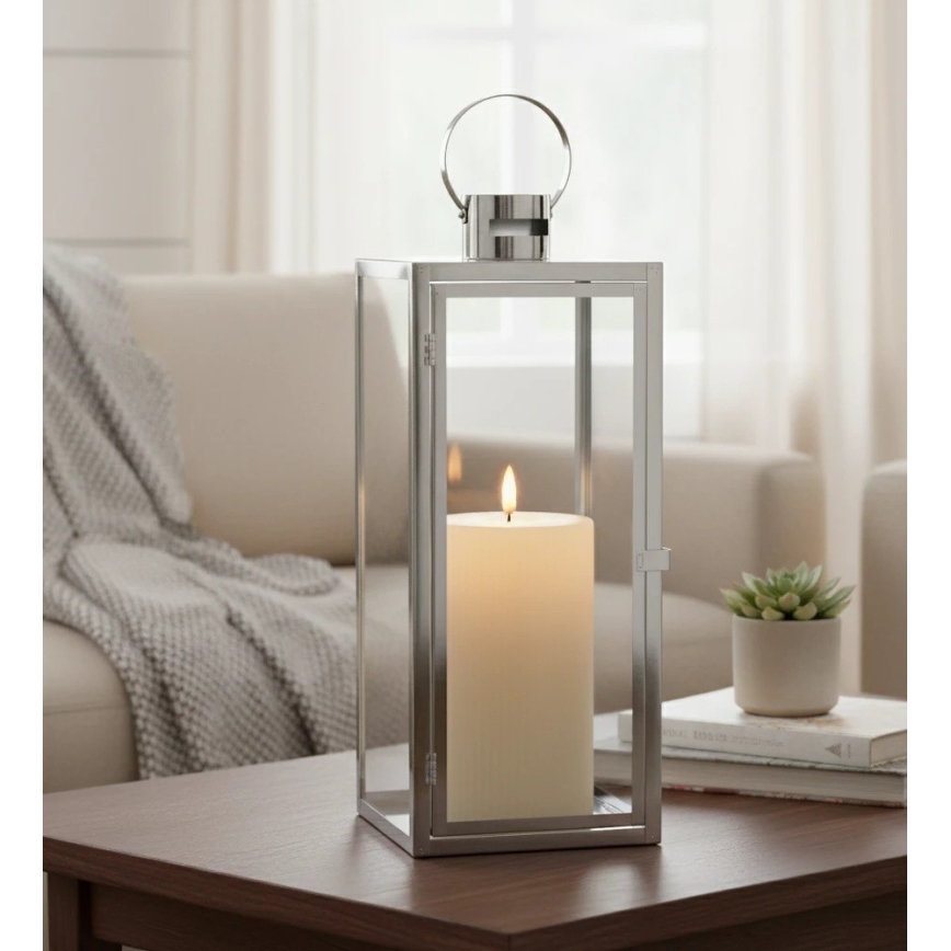 Dekoračná lucerna TOWER 29 cm lesklý chróm