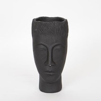 Dekoračná váza 25x14x12,5 cm čierna/cement