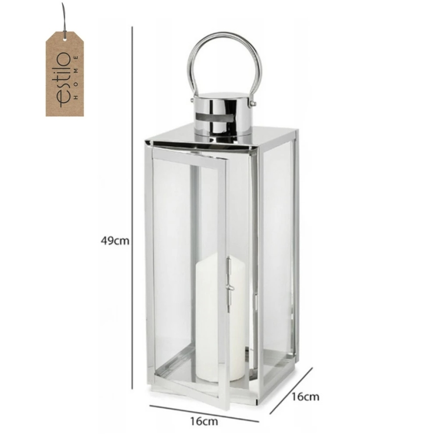 Dekoratívna lucerna 49 cm lesklý chróm