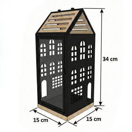 Dekoratívna lucerna HOME 34,5 cm čierna/béžová