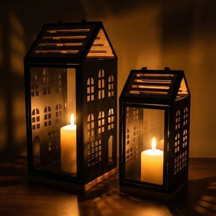 Dekoratívna lucerna HOME 47,5 cm čierna/béžová