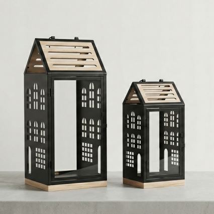 Dekoratívna lucerna HOME 47,5 cm čierna/béžová