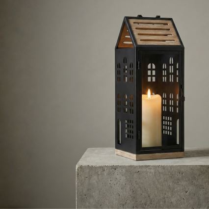 Dekoratívna lucerna HOME 47,5 cm čierna/béžová