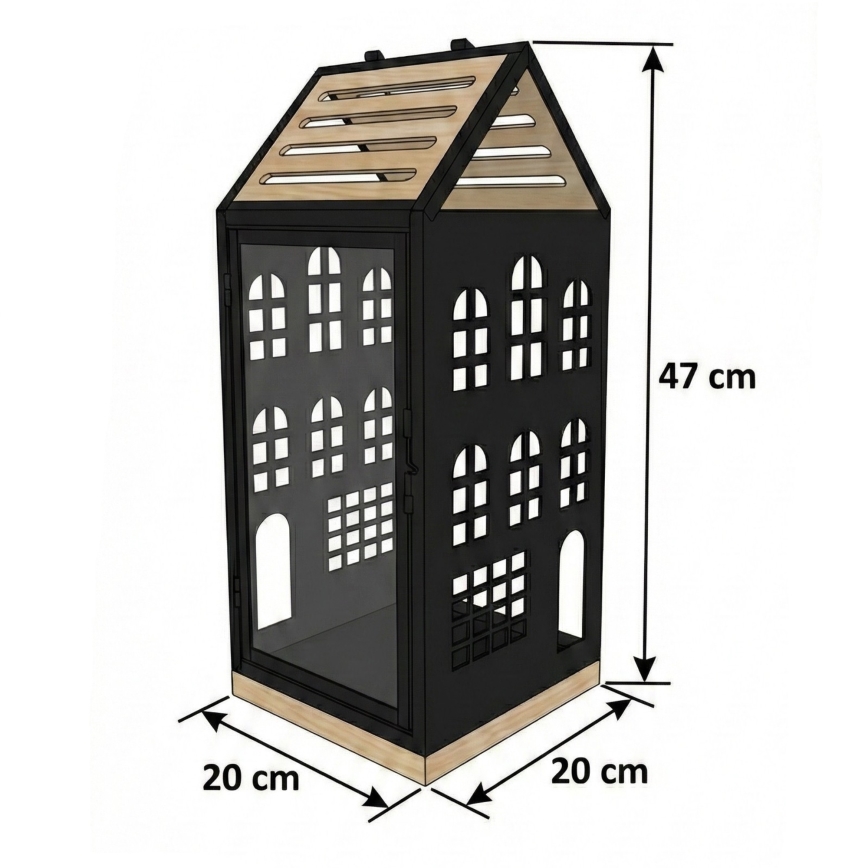 Dekoratívna lucerna HOME 47,5 cm čierna/béžová