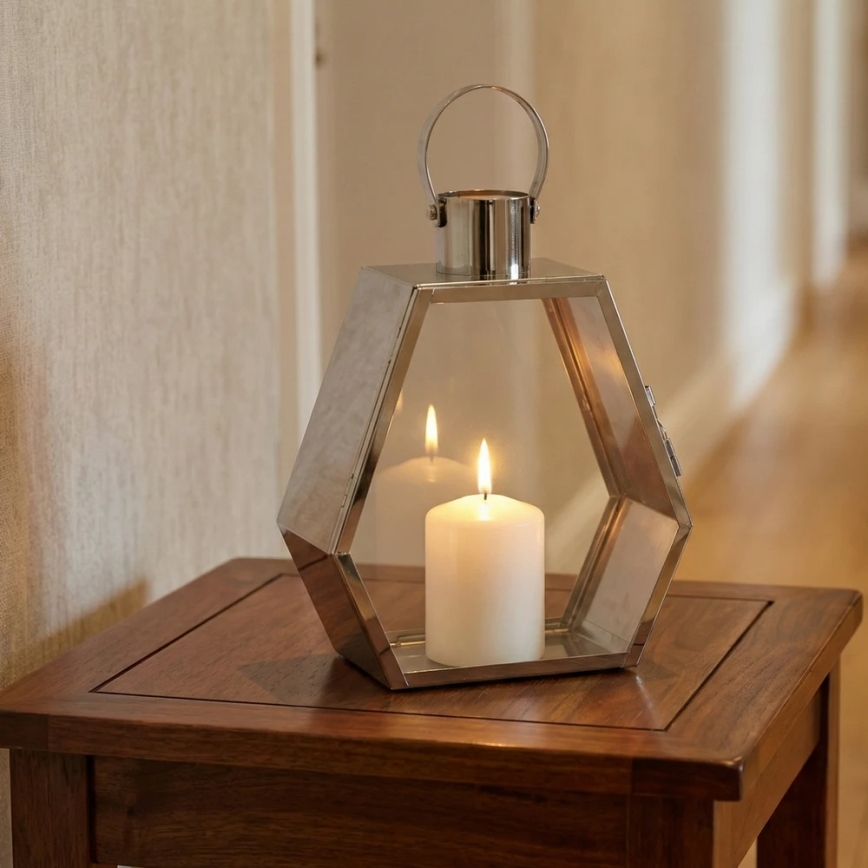 Dekoratívna lucerna PALACE 34 cm lesklý chróm