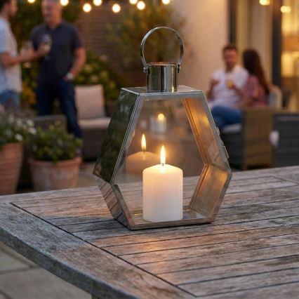 Dekoratívna lucerna PALACE 34 cm lesklý chróm