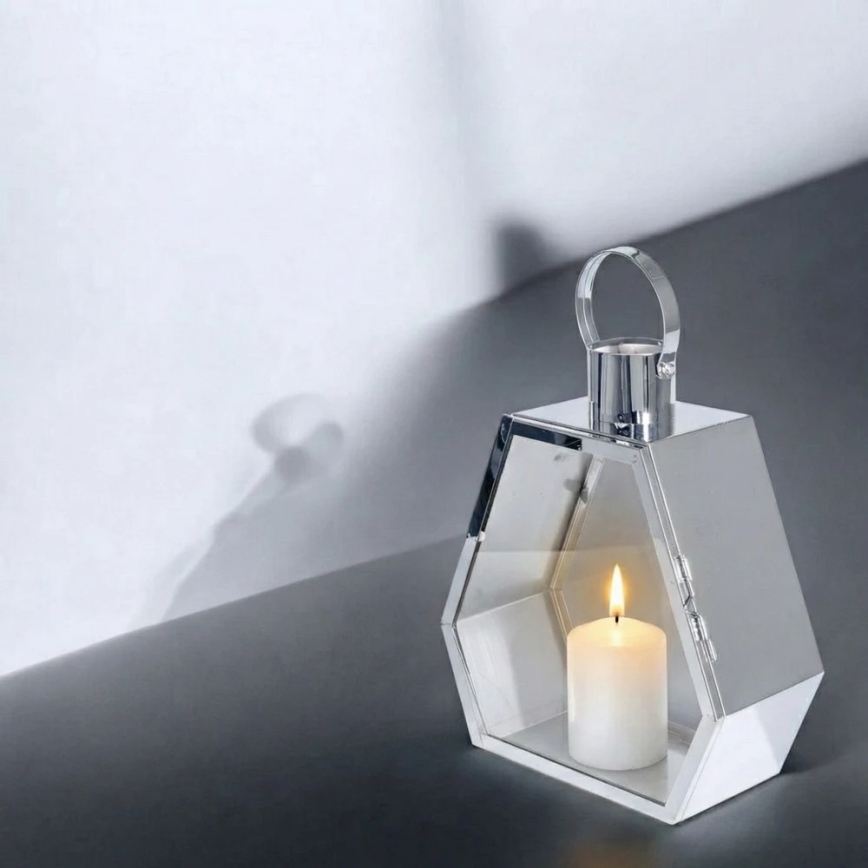 Dekoratívna lucerna PALACE, 43 cm, lesklý chróm