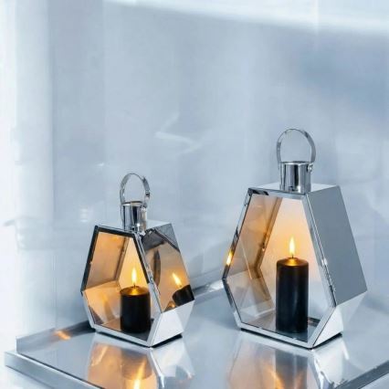 Dekoratívna lucerna PALACE, 43 cm, lesklý chróm