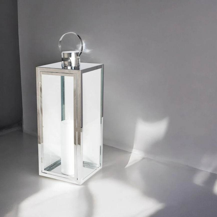 Dekoratívna lucerna TOWER 49 cm lesklý chróm