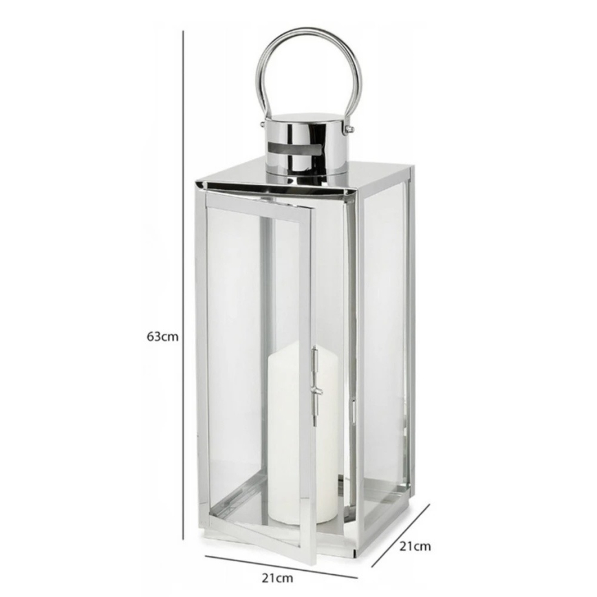 Dekoratívna lucerna TOWER, 63 cm, v lesklom chróme
