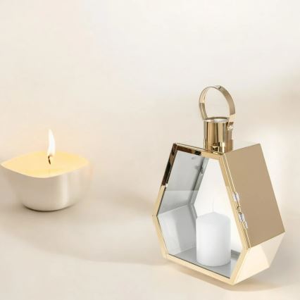 Dekoratívna zlatá lucerna, 34 cm