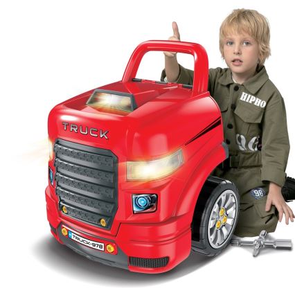 Detská autodielňa 3xAAA + 1xCR2025 červená