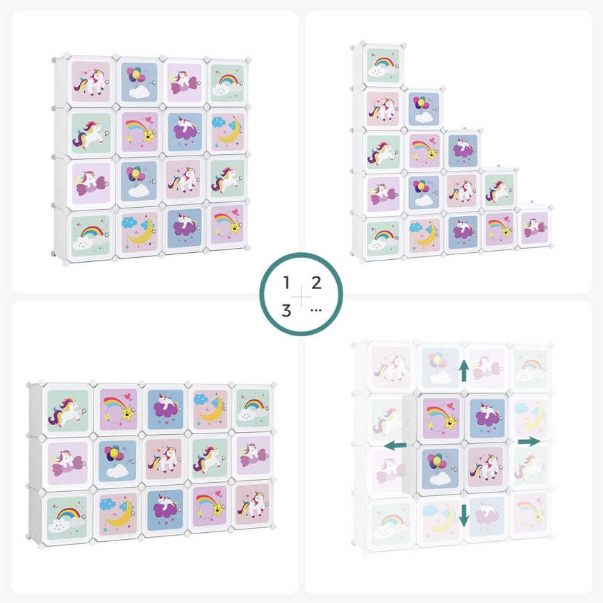 Detská modulárna skrinka s úložnými boxmi ANET farebná