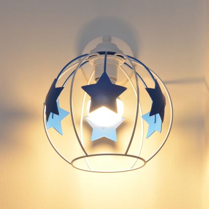Detská nástenná lampa STARS 1xE27/15W/230V modrá/biela