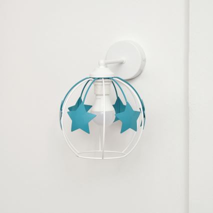 Detská nástenná lampa STARS 1xE27/15W/230V tyrkysová/biela