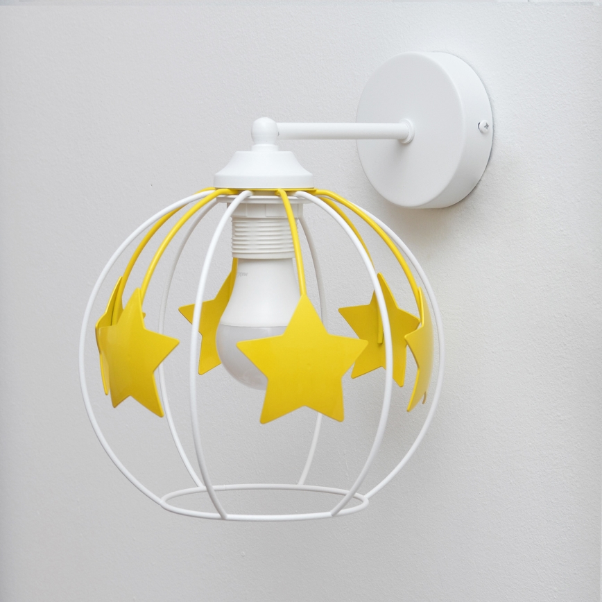 Detská nástenná lampa STARS 1xE27/15W/230V žltá/biela