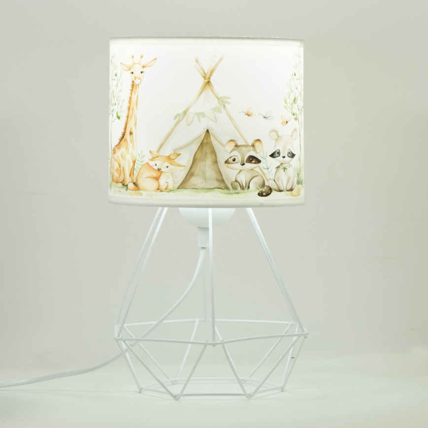 Detská stolná lampa KIDS ROOM 1xE27/60W/230V, priemer 18 cm, motív zvieratiek