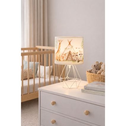 Detská stolná lampa KIDS ROOM 1xE27/60W/230V, priemer 18 cm, motív zvieratiek