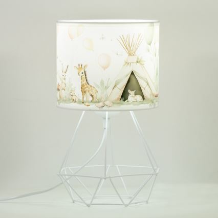 Detská stolná lampa KIDS ROOM 1xE27/60W/230V, priemer 18 cm, s motívom zvieratiek