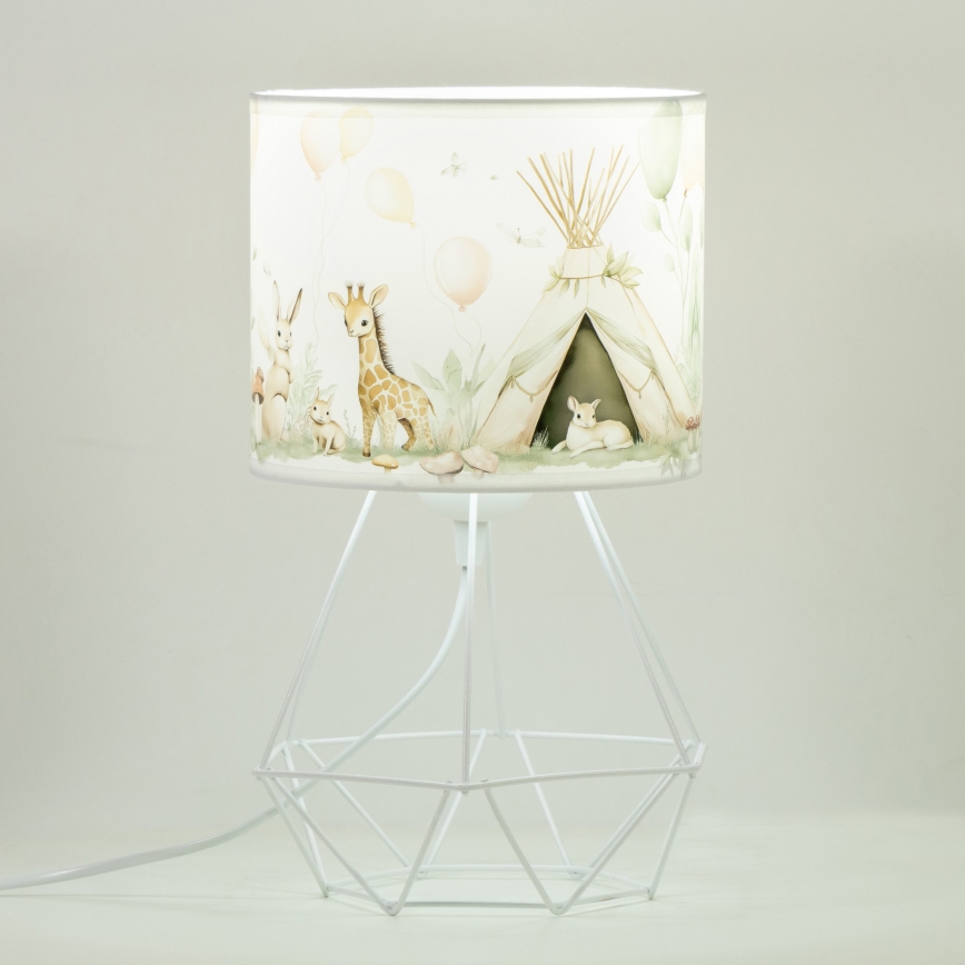 Detská stolná lampa KIDS ROOM 1xE27/60W/230V, priemer 18 cm, s motívom zvieratiek