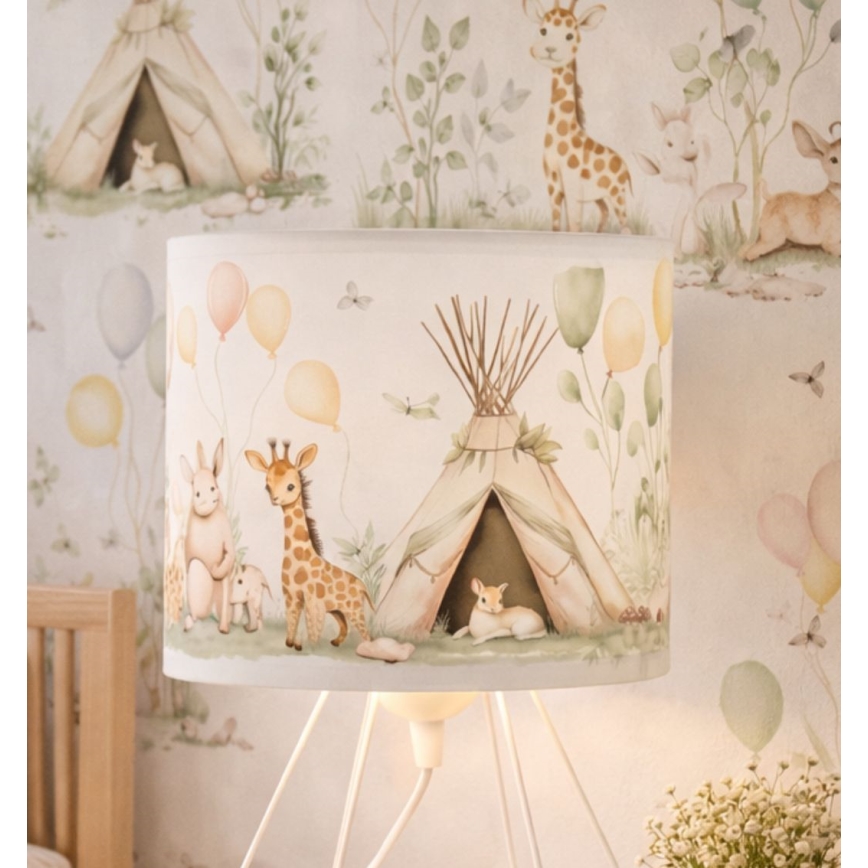 Detská stolná lampa KIDS ROOM 1xE27/60W/230V, priemer 18 cm, s motívom zvieratiek